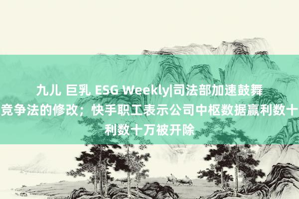 九儿 巨乳 ESG Weekly|司法部加速鼓舞反不高洁竞争法的修改；快手职工表示公司中枢数据赢利数十万被开除