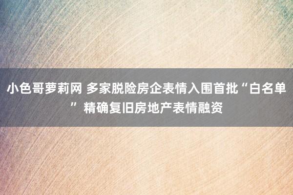 小色哥萝莉网 多家脱险房企表情入围首批“白名单” 精确复旧房地产表情融资