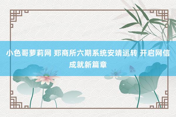 小色哥萝莉网 郑商所六期系统安靖运转 开启网信成就新篇章