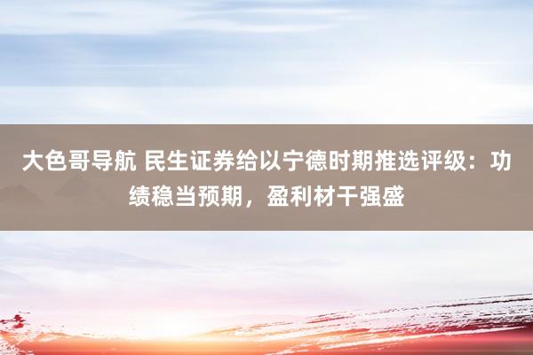 大色哥导航 民生证券给以宁德时期推选评级：功绩稳当预期，盈利材干强盛