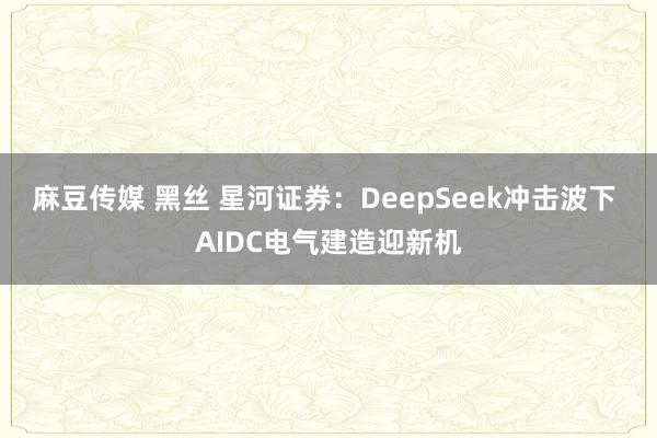 麻豆传媒 黑丝 星河证券：DeepSeek冲击波下 AIDC电气建造迎新机