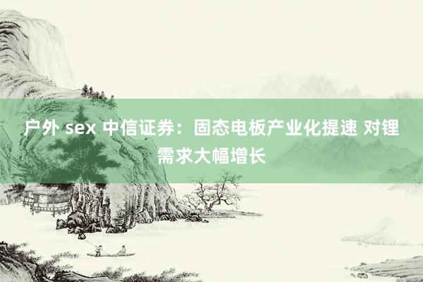 户外 sex 中信证券：固态电板产业化提速 对锂需求大幅增长