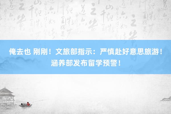 俺去也 刚刚！文旅部指示：严慎赴好意思旅游！涵养部发布留学预警！
