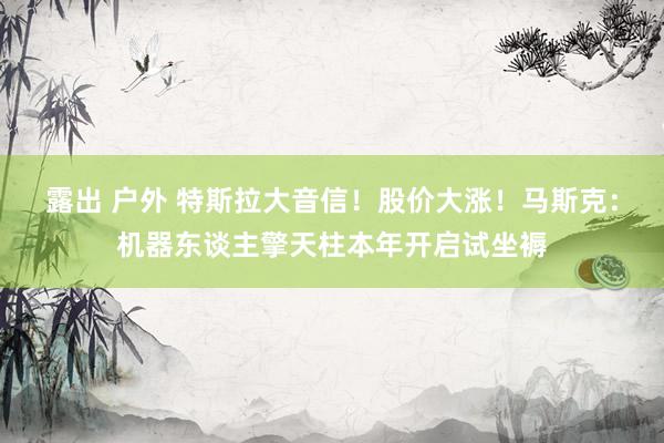 露出 户外 特斯拉大音信！股价大涨！马斯克：机器东谈主擎天柱本年开启试坐褥